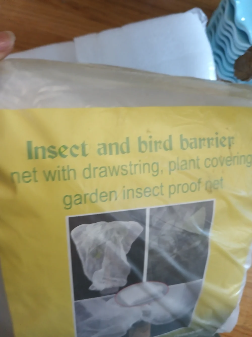2 Pcs Insect and Bird Barrier Netting - White Drawstring Garden Cover